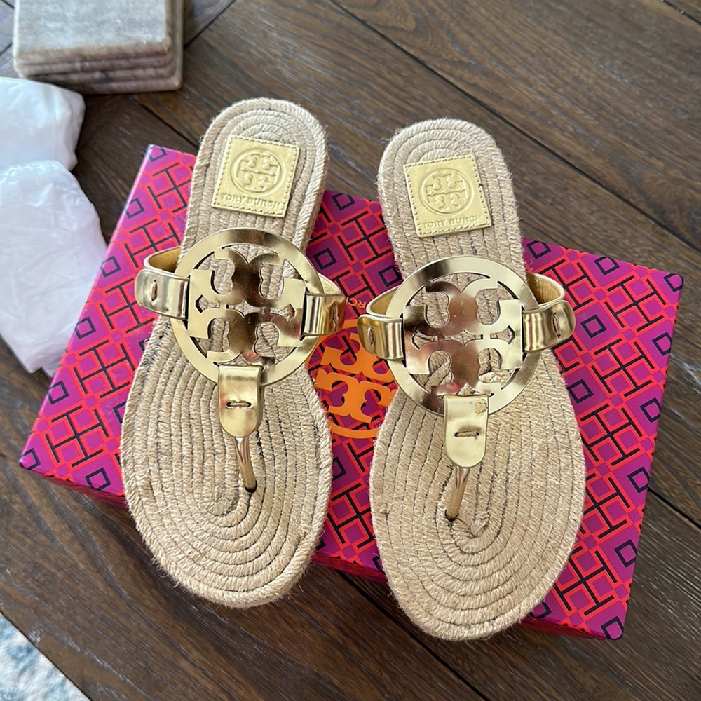 Tory Burch Gold Miller Espadrille Sandal